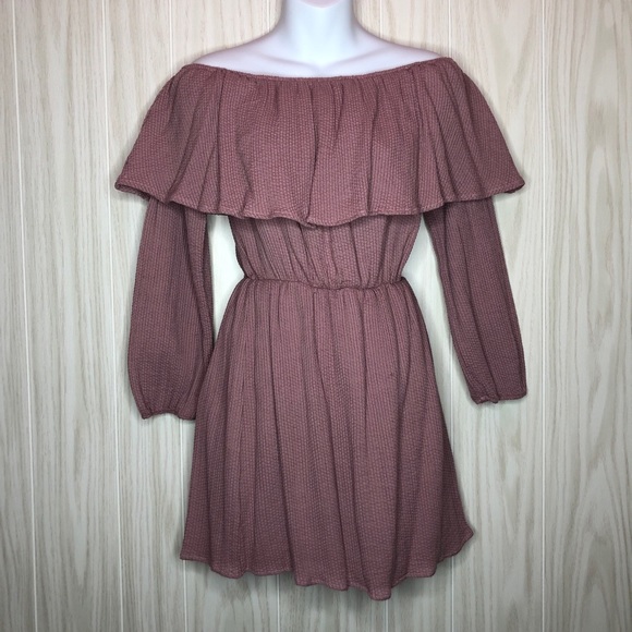 Sage Dresses & Skirts - Off the Shoulder Long Sleeve Dress Sage Mauve